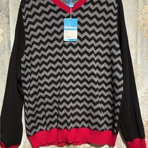 Black and Red Zigzag Sweater